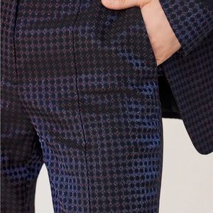 Diane Von Furstenberg Navy and Black Patterned Tailored Pants